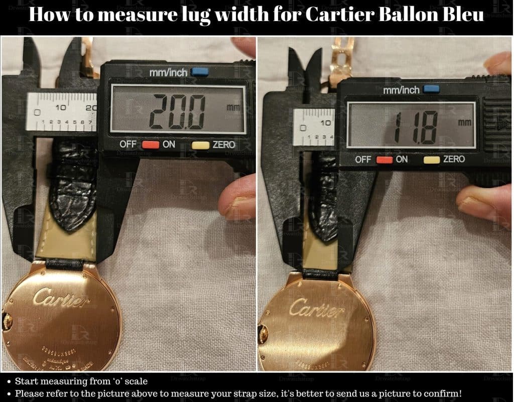 How to measure lug size for Cartier Ballon Bleu watch width