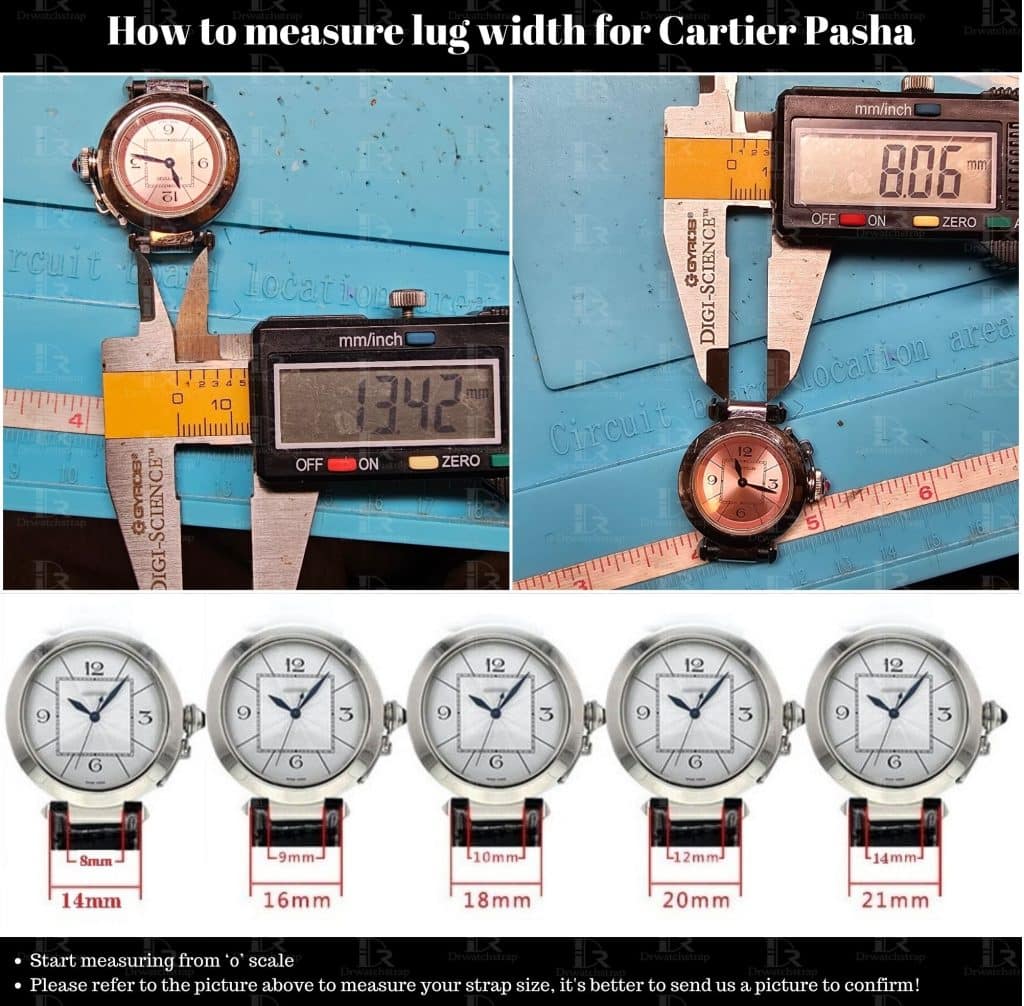 How to measure lug size for Cartier Pasha de watch width
