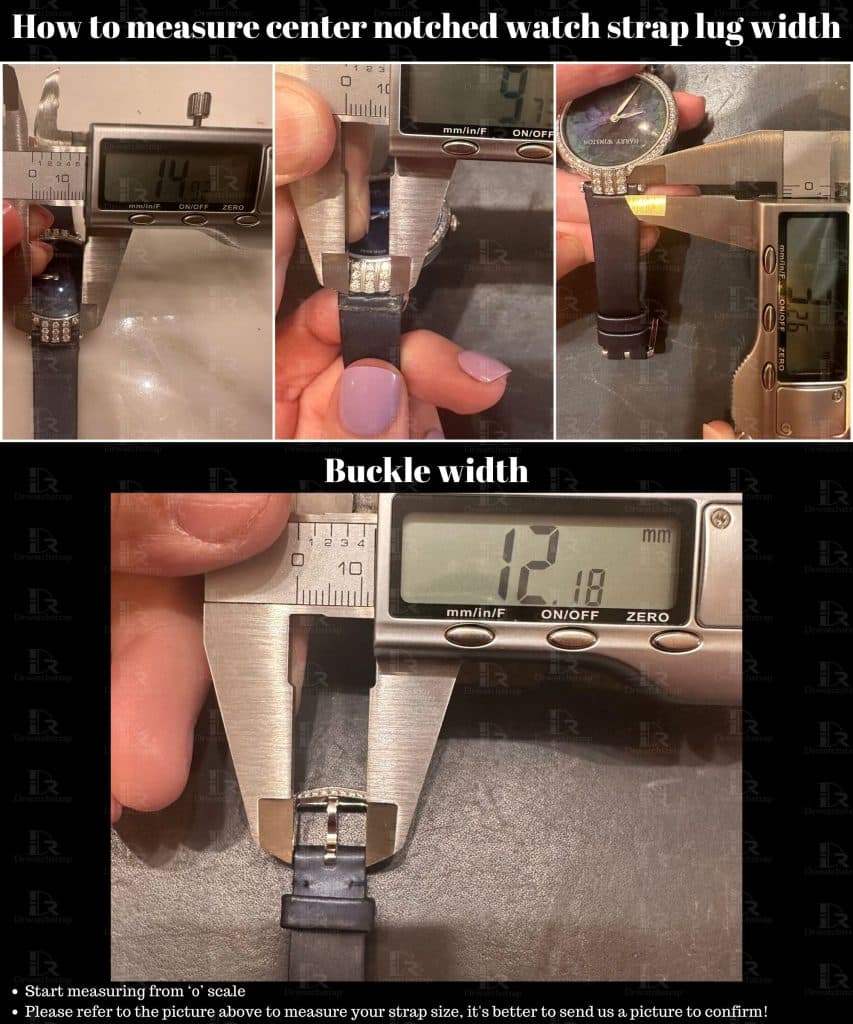 How to measure lug size for center notched leather watch strap - Harry Winston Premier watch band
