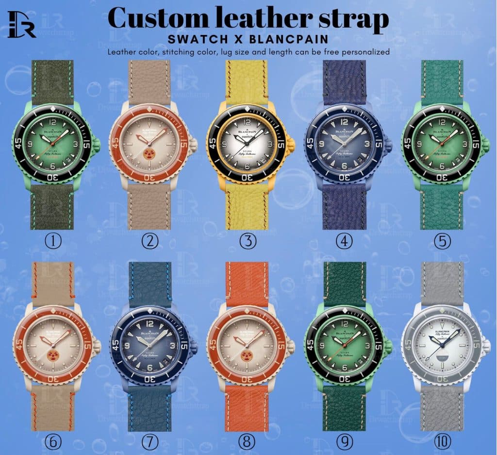 21.5mm 22mm custom calfskin leather watch strap for Blancpain x Swatch watchband (2)