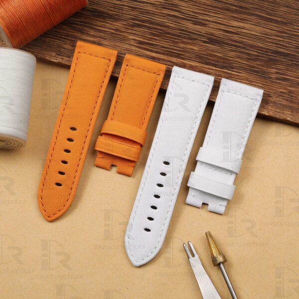 Buy Canvas Panerai Luminor Orange White Canvas Nylon Strap 22mm 24mm 26mm Handmade watch band
