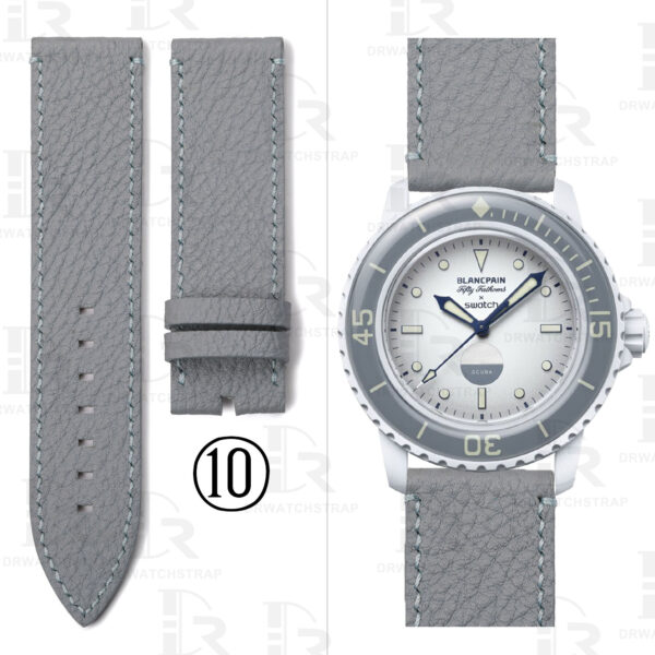 Buy Custom Blancpain x Swatch leather strap 22mm Grey Calfskin leather watch band