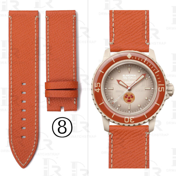 Buy Custom Blancpain x Swatch leather strap 22mm Orange Calfskin leather watch band (1)