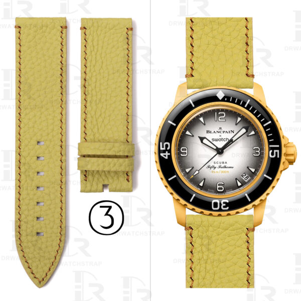 Buy Custom Blancpain x Swatch leather strap 22mm Yellow Calfskin leather watch band
