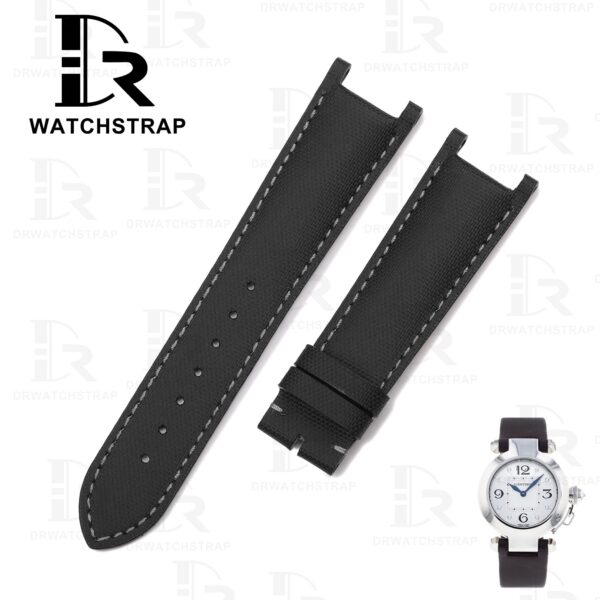 Buy Custom Cartier Pasha replacement strap Black Canvas Nylon handmade watch band (1)