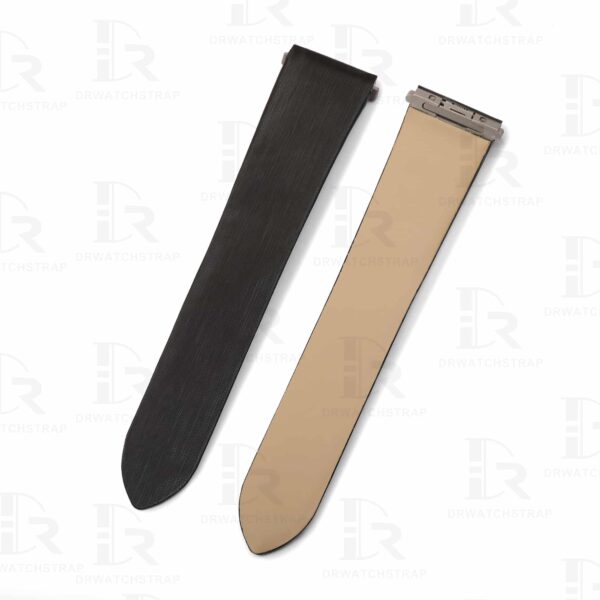Buy Custom Cartier Santos quickswitch Black Satin silk leather strap 19mm 21mm Handmade for watch band (2)