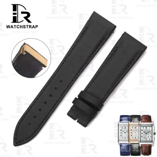 Buy Custom jlc reverso canvas strap 22mm Black Jaeger Lecoultre Handmade watch bands (1)