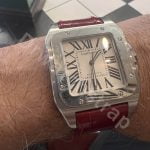 Replacement olive green nylon canvas velcro watch band for Cartier Santos Quickswitch strap (2)