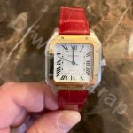 Custom Epsom Leather watch strap for Cartier Santos Large and Medium