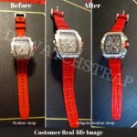 Custom white velcro canvas nylon watch band for Richard Mille