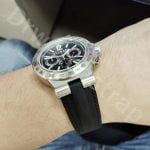 Handmade Black Leather Strap for Bvlgari Diagono watch