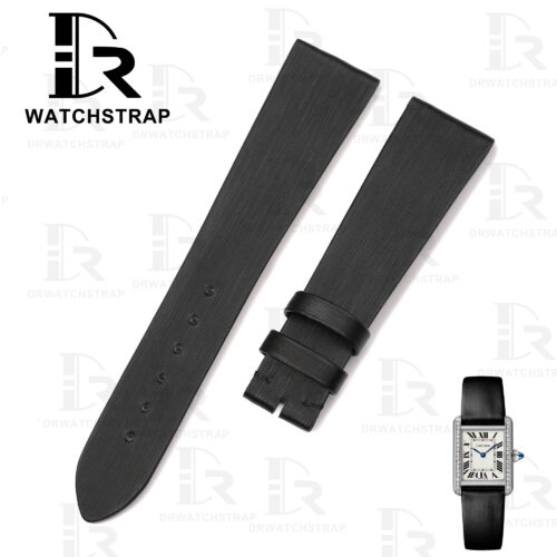 Buy Custom Black Satin leather watch strap for Cartier Tank Ronde Solo xl straps 16mm 17.5mm 18mm 20mm 23mm handmade watch band (1)