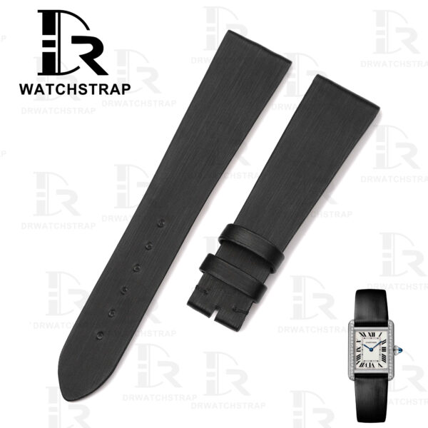 Buy Custom Black Satin leather watch strap for Cartier Tank Ronde Solo xl straps 16mm 17.5mm 18mm 20mm 23mm handmade watch band (1)