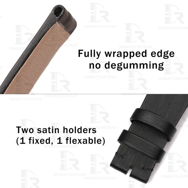 Buy Custom Black Satin leather watch strap for Cartier Tank Ronde Solo xl straps 16mm 17.5mm 18mm 20mm 23mm handmade watch band (2)