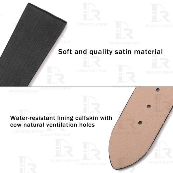 Buy Custom Black Satin leather watch strap for Cartier Tank Ronde Solo xl straps 16mm 17.5mm 18mm 20mm 23mm handmade watch band (3)