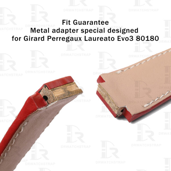 Buy Custom Girard Perregaux laureato straps Red calf Calfskin leather Handmade watch band (3)