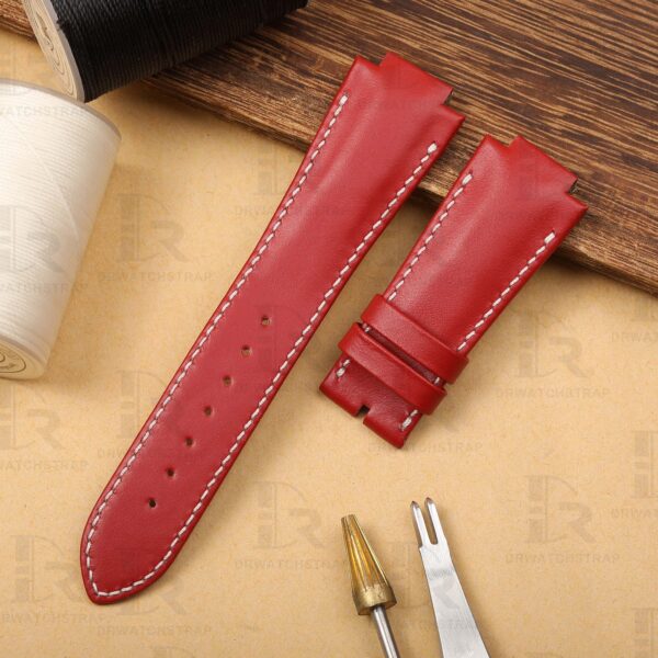 Buy Custom Girard Perregaux laureato straps Red calf Calfskin leather Handmade watchband strap (1)