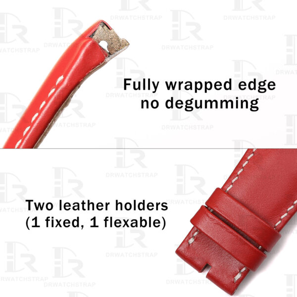 Buy Custom Girard Perregaux laureato straps Red calf Calfskin leather Handmade watchband strap (2)