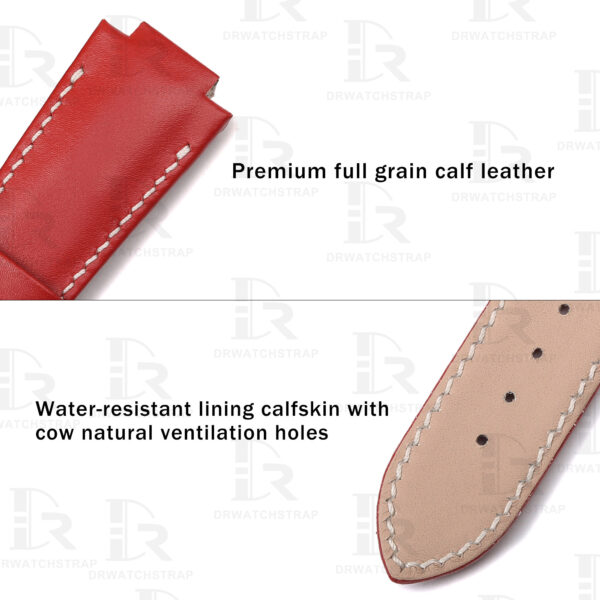 Buy Custom Girard Perregaux laureato straps Red calf Calfskin leather Handmade watchbands (2)