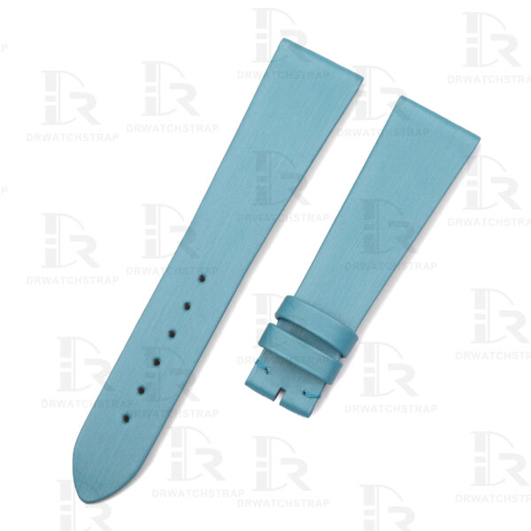 Buy Custom Ice Blue Satin leather watch strap for Cartier Tank Ronde Solo xl straps 16mm 17.5mm 18mm 20mm 23mm handmade watchband