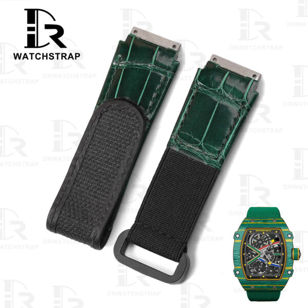 Buy Custom Richard Mille leather straps RM 010 Green leather watch straps watchband replacement for sale (4)