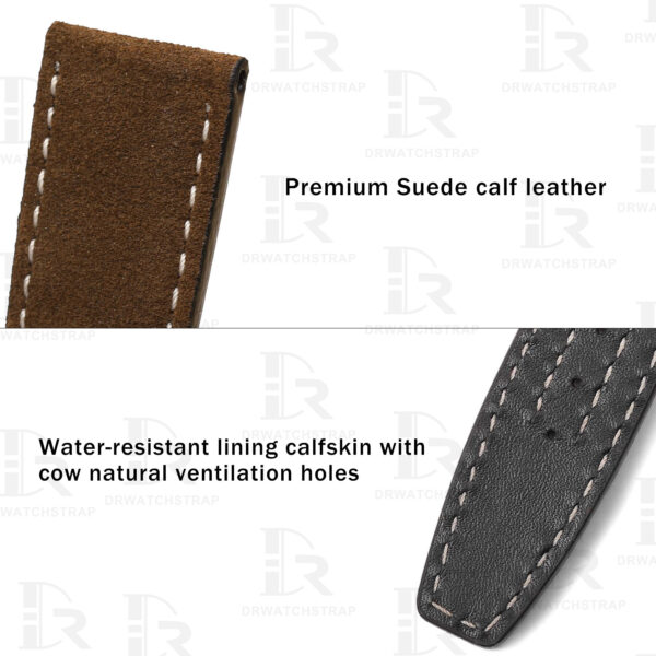 Buy Custom black bay p01 tudor straps Brown Suede leather watch strap replacement 20mm (3)