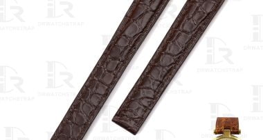 Custom Cartier vendome Must De Round scale American Alligator Dark Brown leather watch strap 14mm 16mm replacement watch band (1)