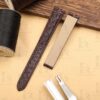 Custom Cartier vendome Must De Round scale American Alligator Dark Brown leather watch strap 14mm 16mm replacement watch straps (1)
