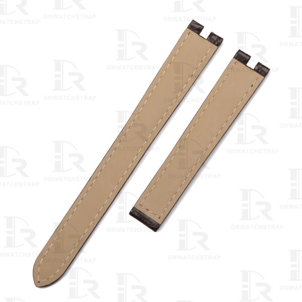 Custom Cartier vendome Must De Round scale American Alligator Dark Brown leather watch strap 14mm 16mm replacement watch straps (2)