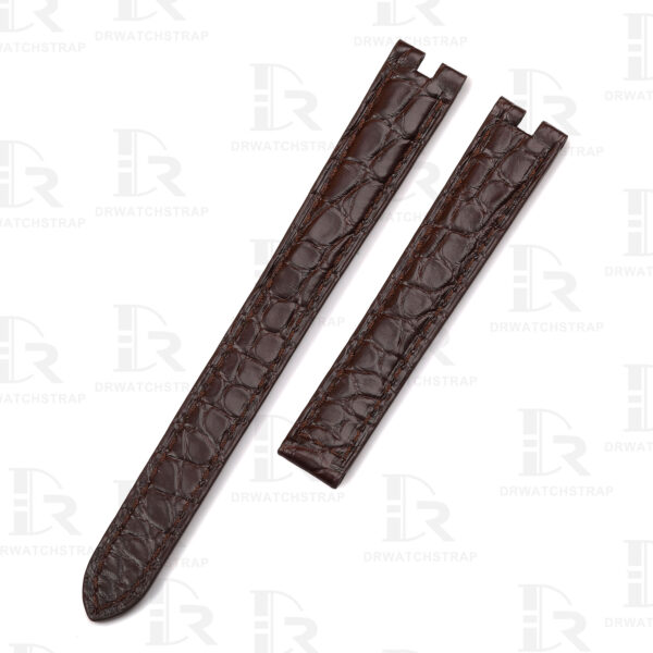 Custom Cartier vendome Must De Round scale American Alligator Dark Brown leather watch strap 14mm 16mm replacement watchbands (1)