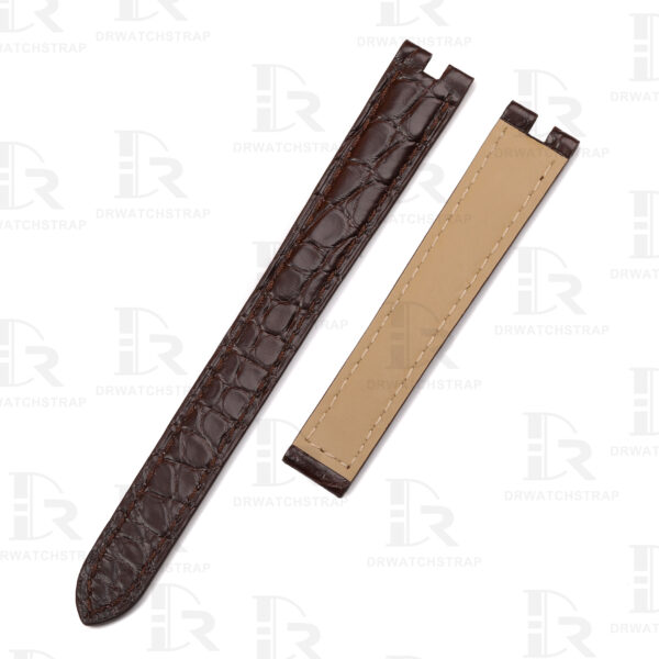 Custom Cartier vendome Must De Round scale American Alligator Dark Brown leather watch strap 14mm 16mm replacement watchbands (2)