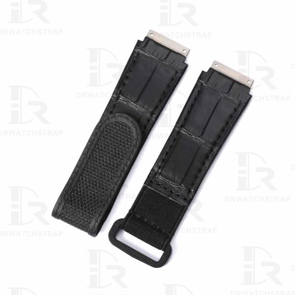 Custom Richard Mille leather straps RM 010 Black leather watch straps watchband replacement for sale (1)
