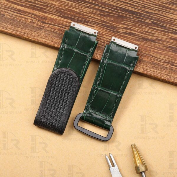 Custom Richard Mille leather straps RM 010 Green alligator velcro watch straps watchband replacement for sale