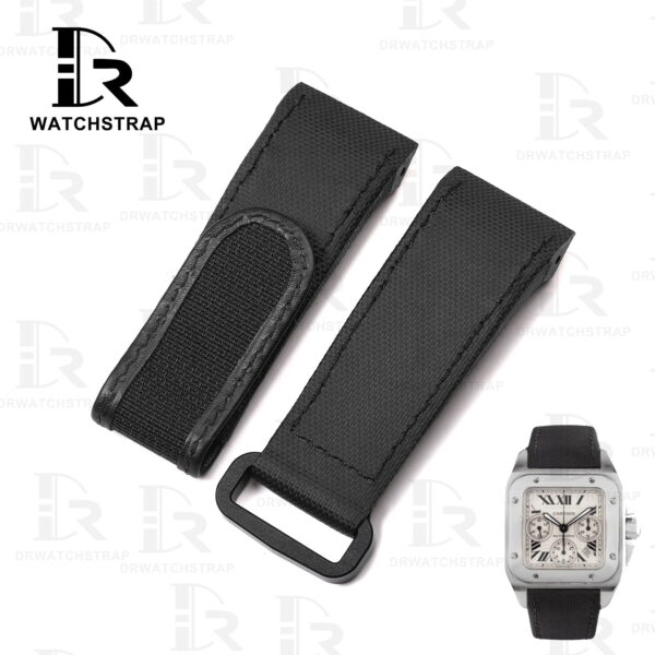 Buy Custom Cartier Santos 100 Black nylon velcro strap 20mm 23mm 24mm replacement watch bands (1)