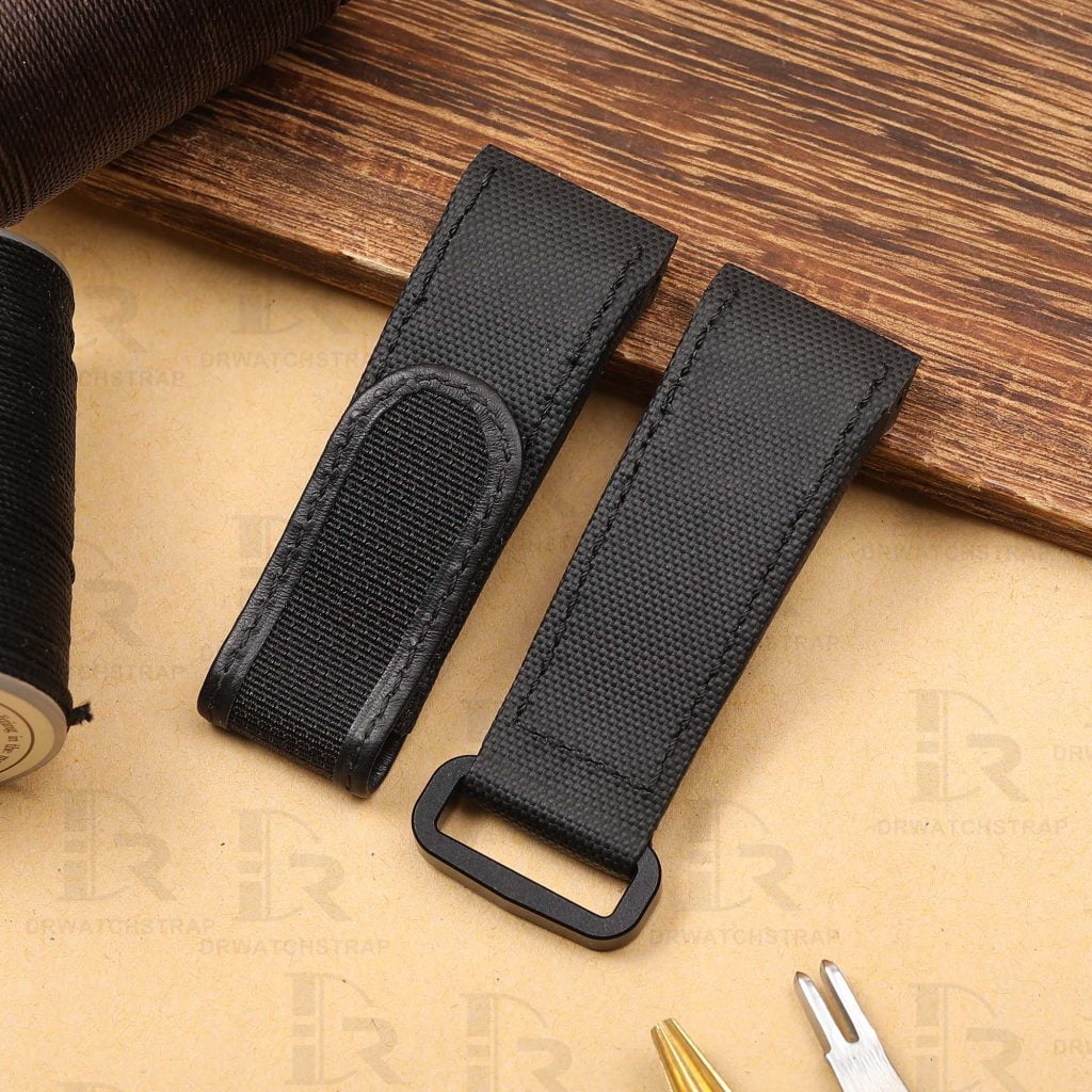 Buy Custom Cartier Santos 100 Black nylon velcro strap 20mm 23mm 24mm replacement watch straps (1)