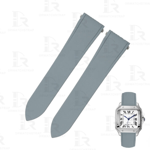 Buy Fluoro-Elastomer (FKM) Cartier Santos rubber straps 21mm Grey watchbands Replacement watch strap (2)