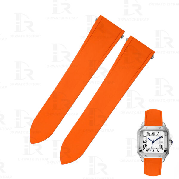 Buy Fluoro-Elastomer (FKM) Cartier Santos rubber straps 21mm Orange watchbands Replacement watch band