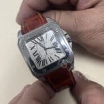 Custom black alligator leather watch band strap for Cartier Santos dumont