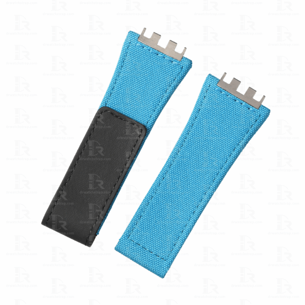 Custom Sky blue canvas Velcro watch strap replacement for hublot big bang E