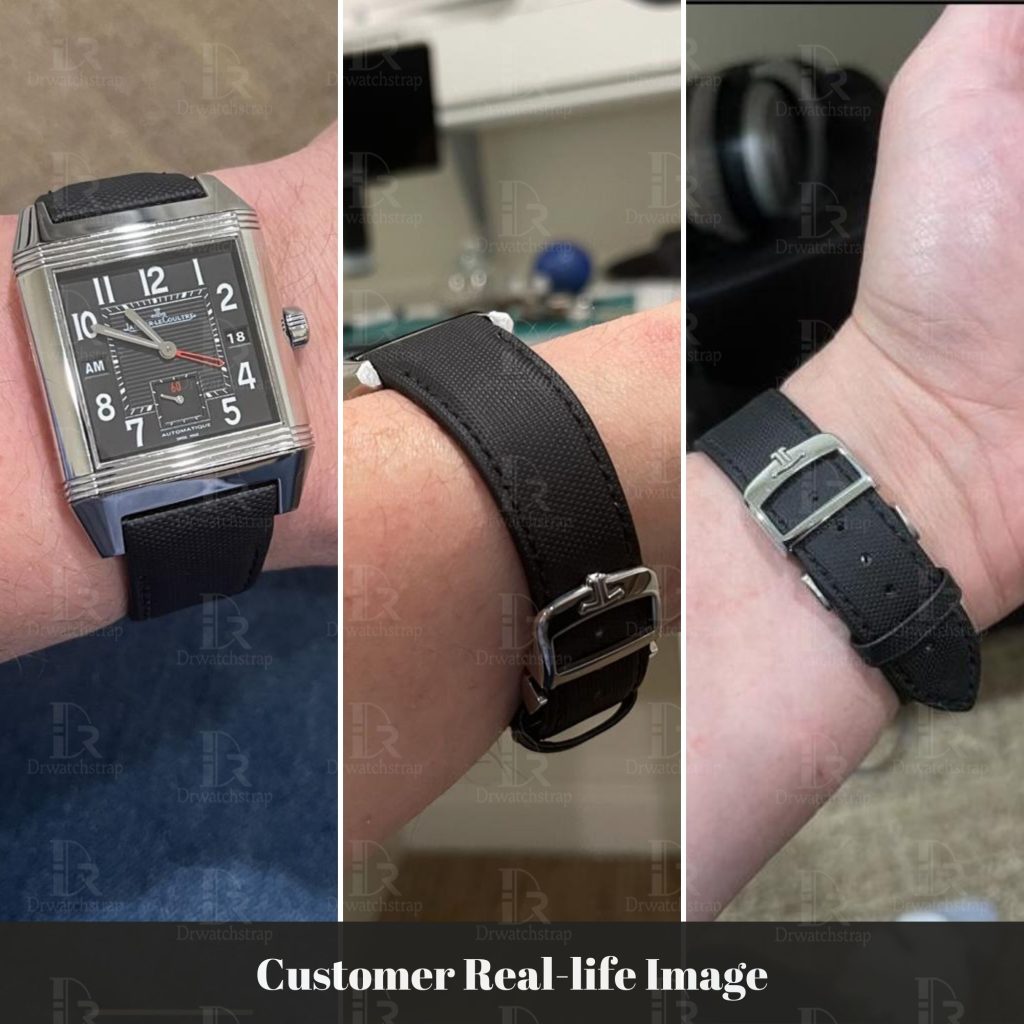 Handmade Canvas leather watch strap fit for Jaeger Lecoultre Reverso Mens band