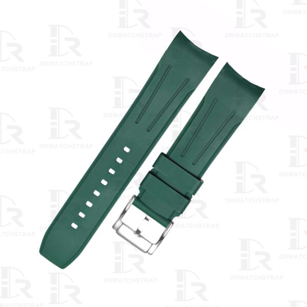 Replacement Silicone Green rubber Curved End Link watch band toughness double 18mm 20mm 21mm 22mm 24mm waterproof for men women watch straps (1)