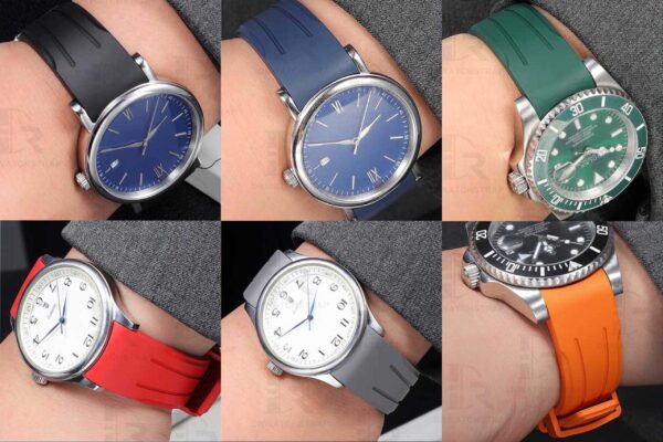 Replacement Silicone Red rubber Curved End Link watch band toughness double 18mm 20mm 21mm 22mm 24mm waterproof for men women watch straps (2)