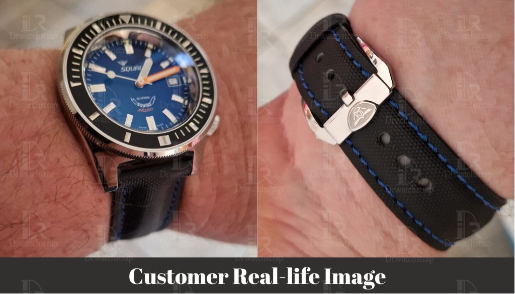 Squale Matic 60 Atmos Dive Watch band blue canvas fabric nylon sailcloth strap
