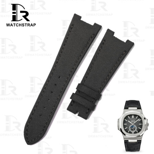 Buy Custom patek philippe Nautilus 5711 Black Canvas Nylon strap 21mm 25mm replacement watch band (1)