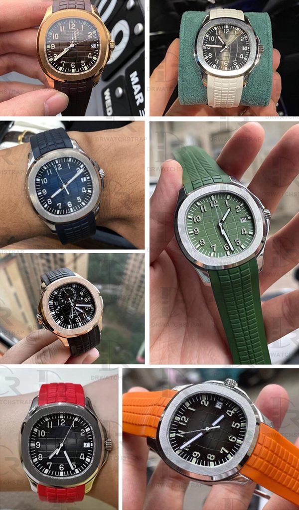 Buy Replacement Patek philippe aquanaut 5164 5167 5968 watch straps 21mm men's Black rubber watch strap (1)