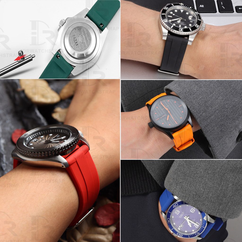 Quick release FKM rubber watch strap 18mm 19mm 20mm 21mm 22mm 23mm 24mm Dark Blue watchbands (2)