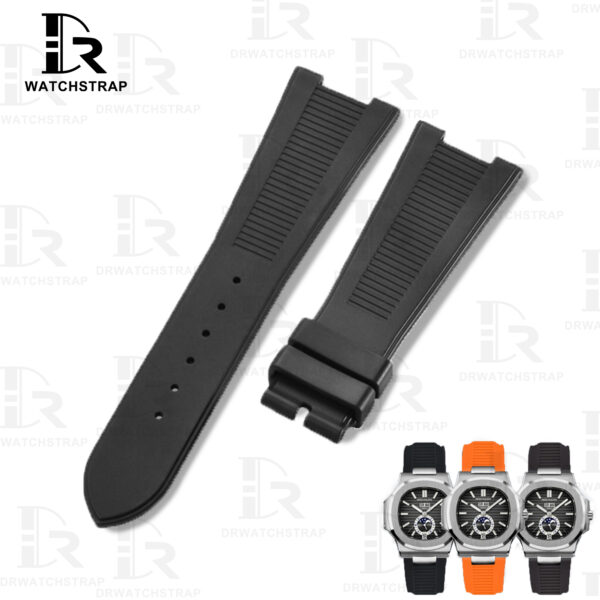 Replacement Rubber straps 25mm patek philippe nautilus Black rubber strap (1)