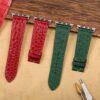 Buy Custom Apple watch band Green Round scale American Alligator 38mm 40mm 42mm 44mm Handmade straps (1)