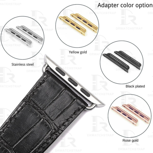 Buy Custom Apple watch strap Black Belly Scale American Alligator 38mm 40mm 42mm 44mm Handmade watch band (3)