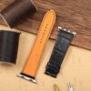 Buy Custom Apple watch strap Black Belly Scale American Alligator 38mm 40mm 42mm 44mm Handmade watchband (1)